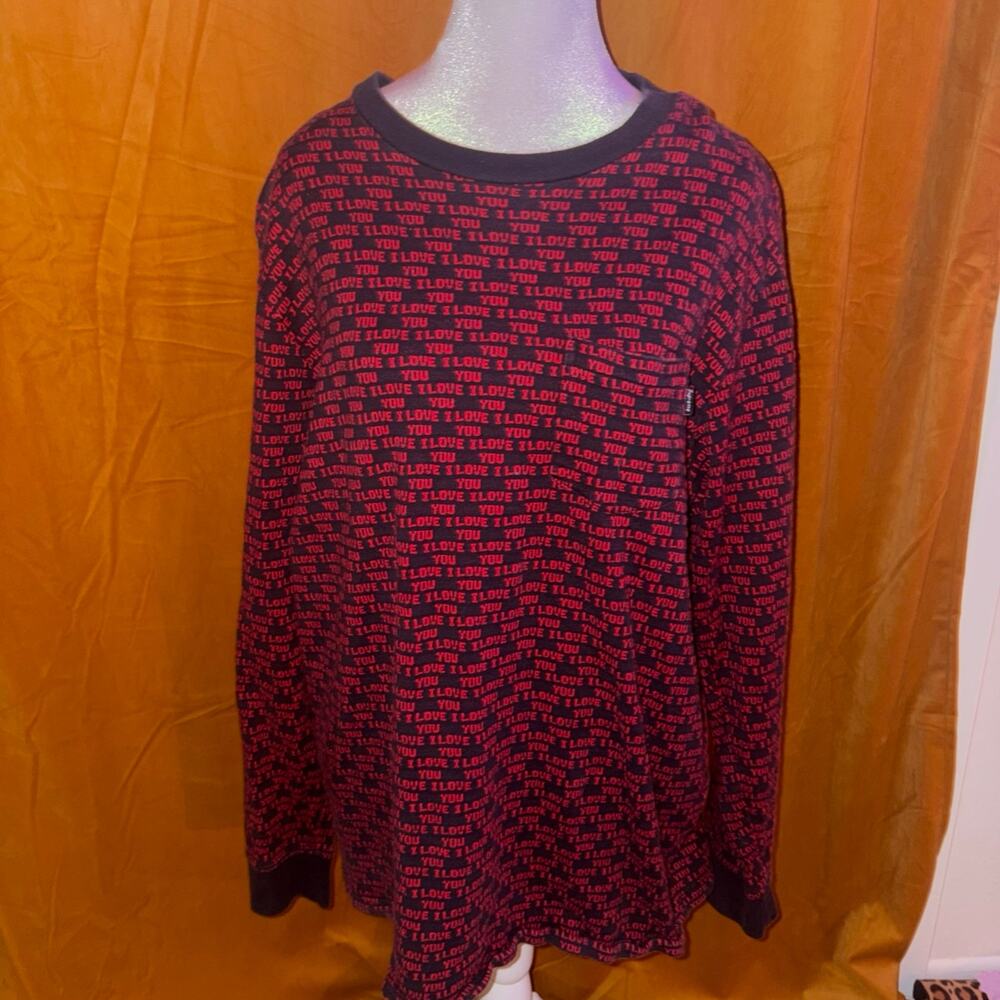 Supreme I Love You Jacquard L/S Top Black Red Size XL